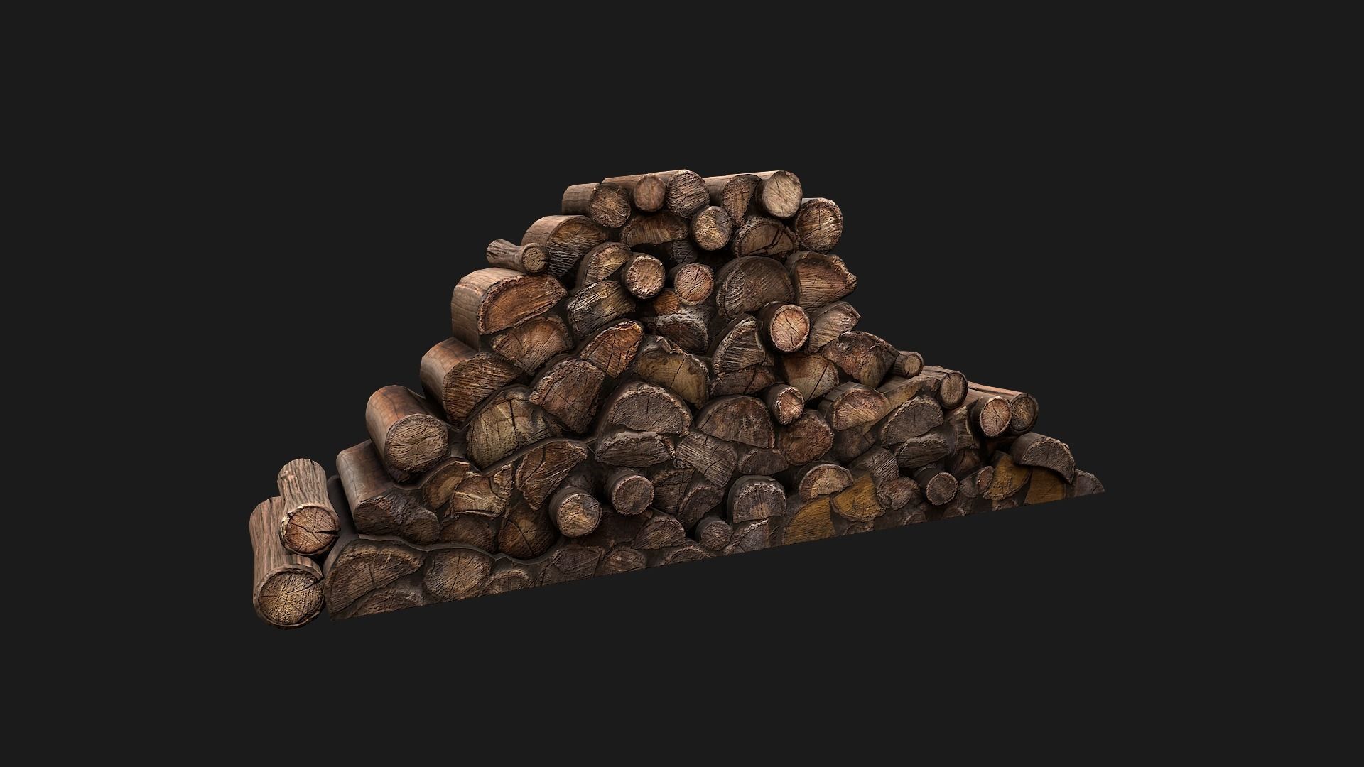  Pile of firewood Low-poly 3D model_9