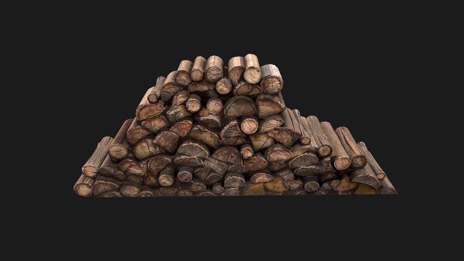  Pile of firewood Low-poly 3D model_8