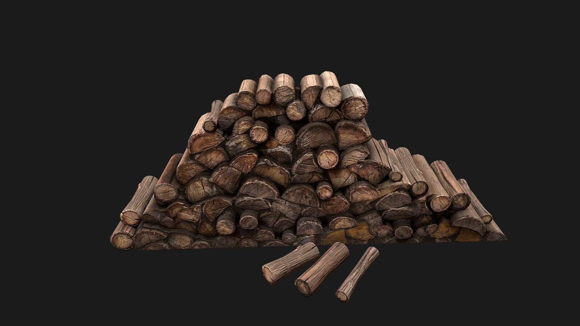  Pile of firewood Low-poly 3D model_7