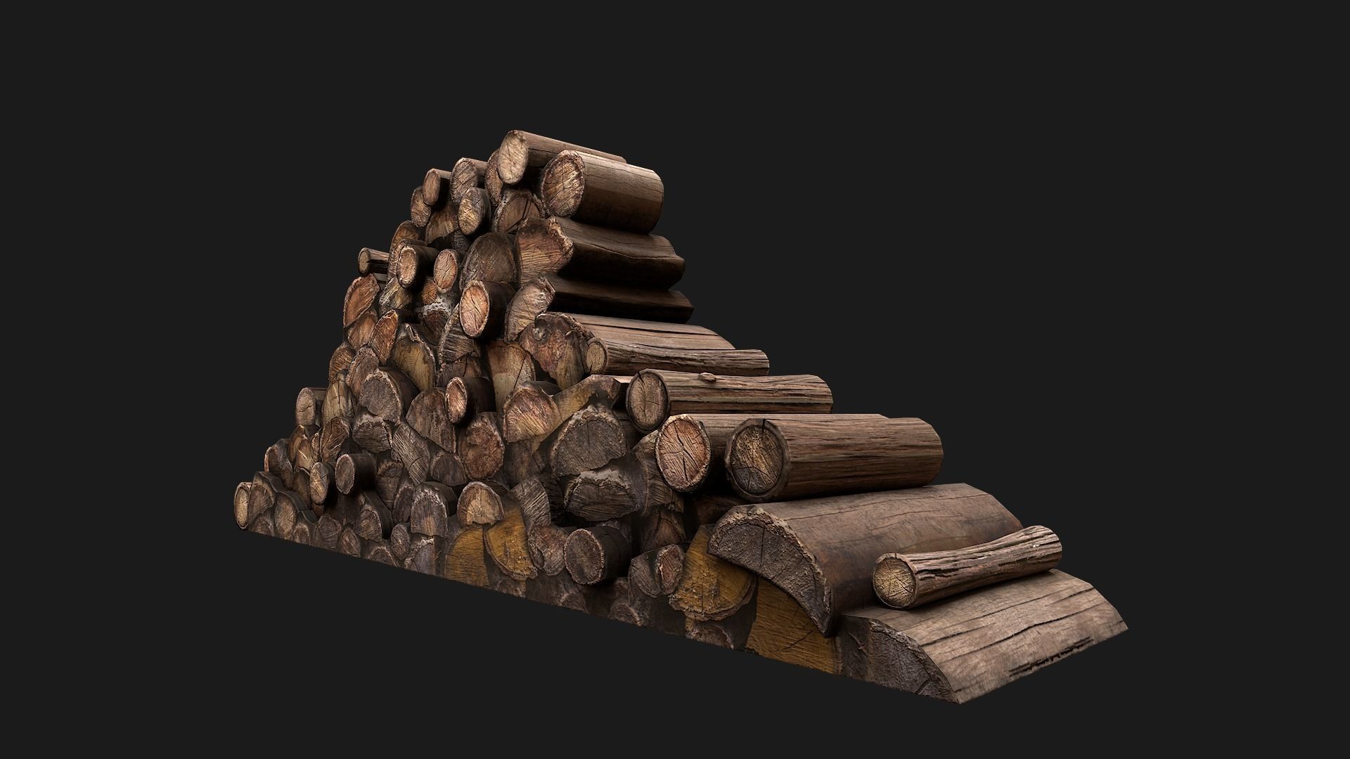  Pile of firewood Low-poly 3D model_16