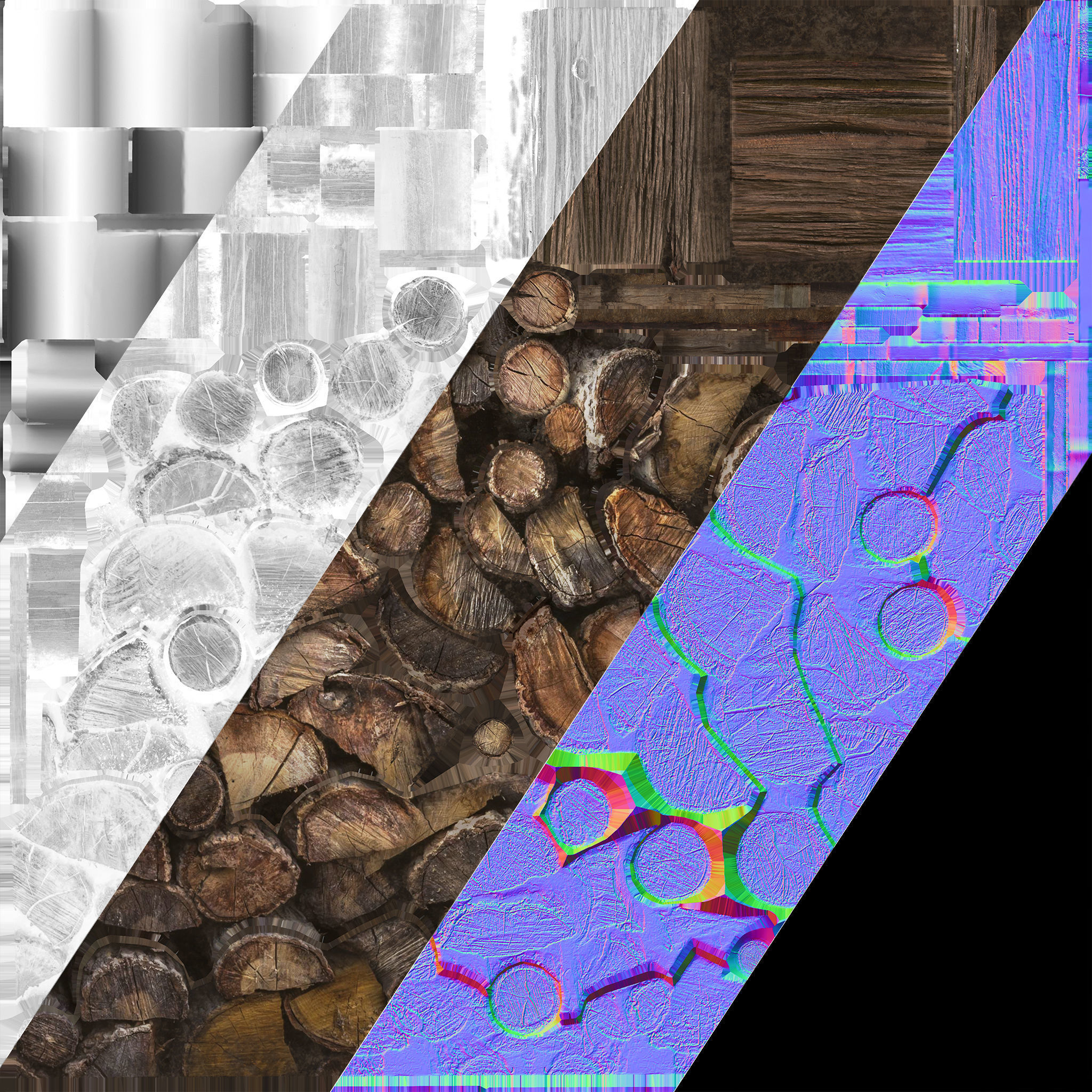  Pile of firewood Low-poly 3D model_4