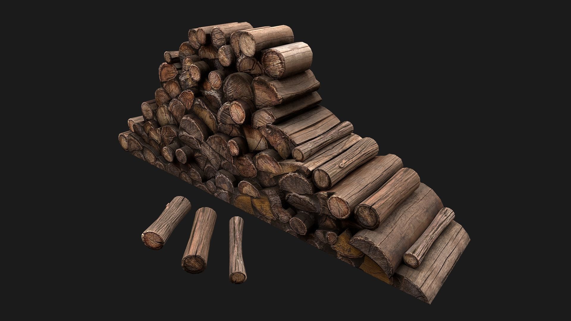  Pile of firewood Low-poly 3D model_6