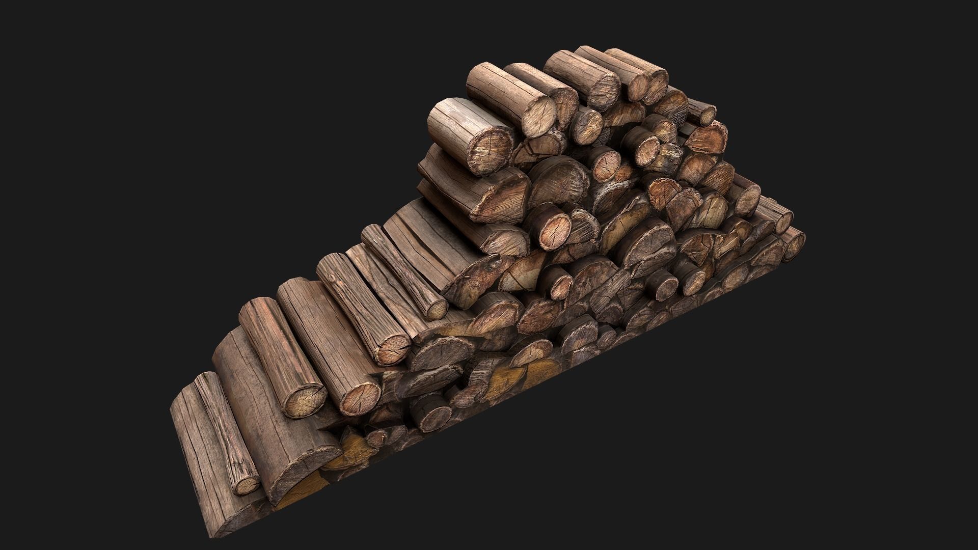  Pile of firewood Low-poly 3D model_13