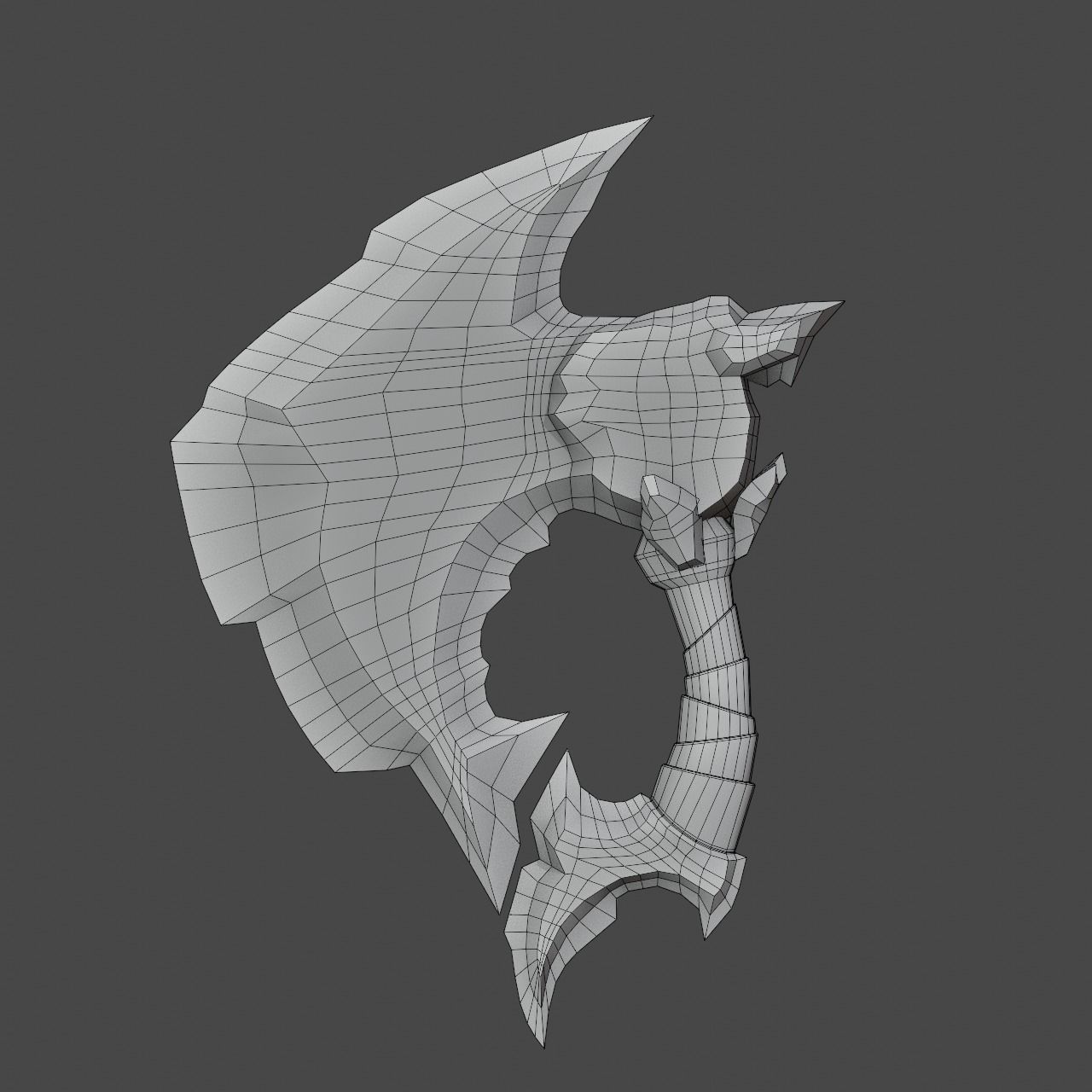 Stone hand ax Low-poly 3D model_7