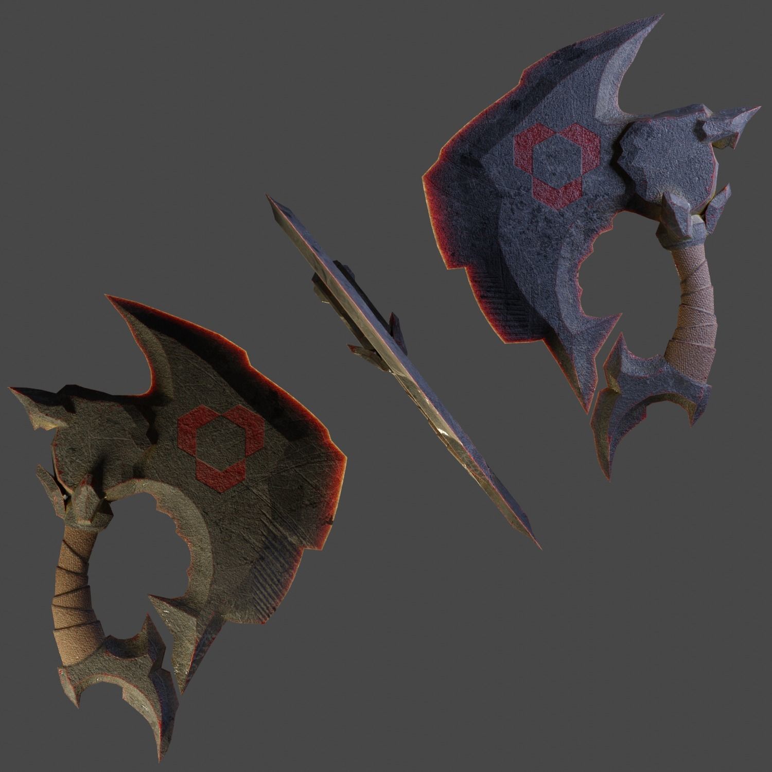 Stone hand ax Low-poly 3D model_4