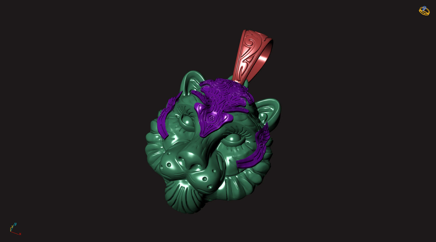 tiger  pendant 01 3D print model_2