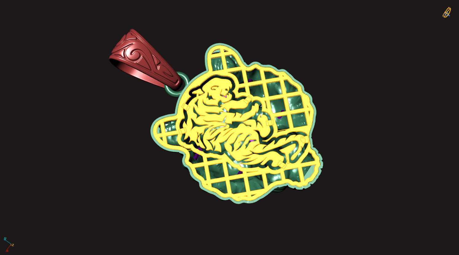 tiger  pendant 01 3D print model_3