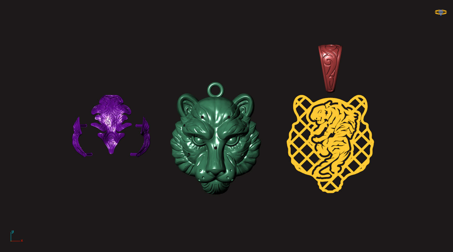 tiger  pendant 01 3D print model_4