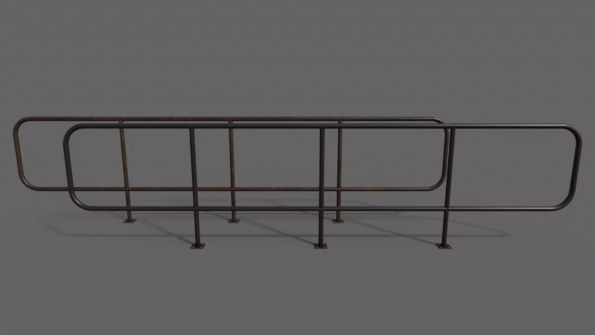PBR Pedestrian Guard Rail Black V5 Low-poly 3D model