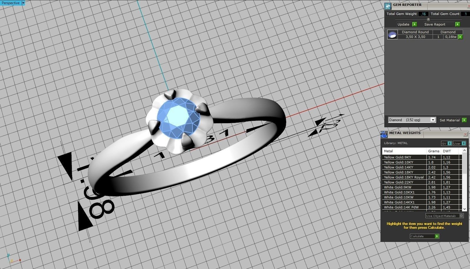Diamond ring 3D print model_3