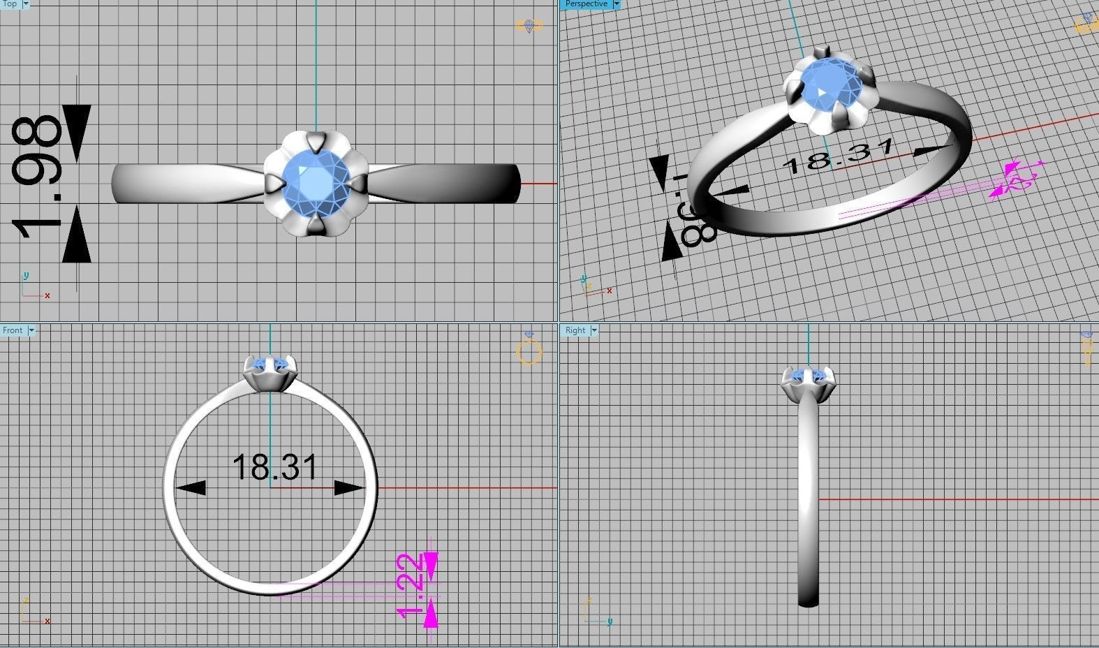 Diamond ring 3D print model_5
