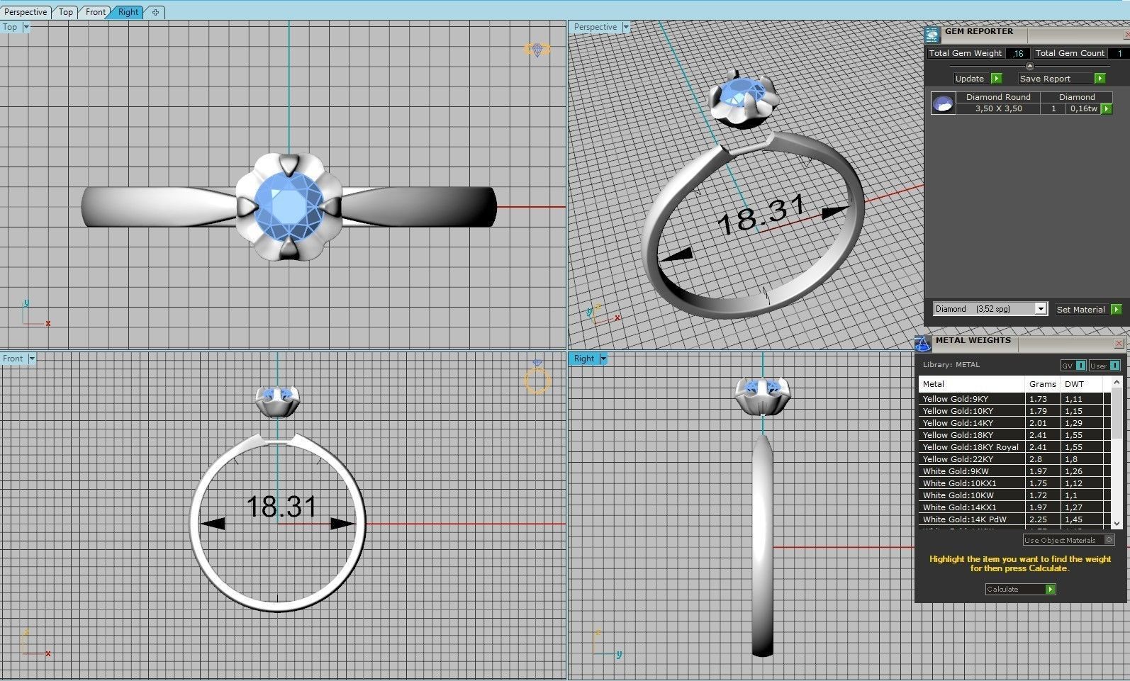 Diamond ring 3D print model_4