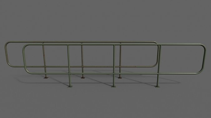 PBR Pedestrian Guard Rail Green V5 Low-poly 3D model