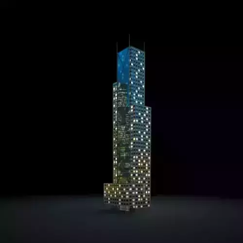 Lit Skyscraper At Night