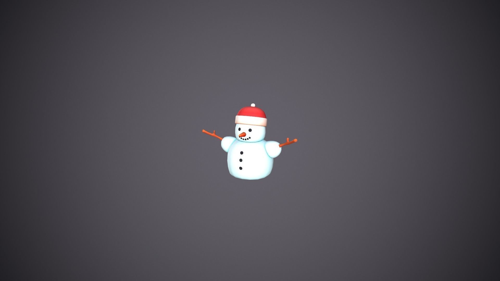Snowman Stylized Cute Low-poly 3D model_4