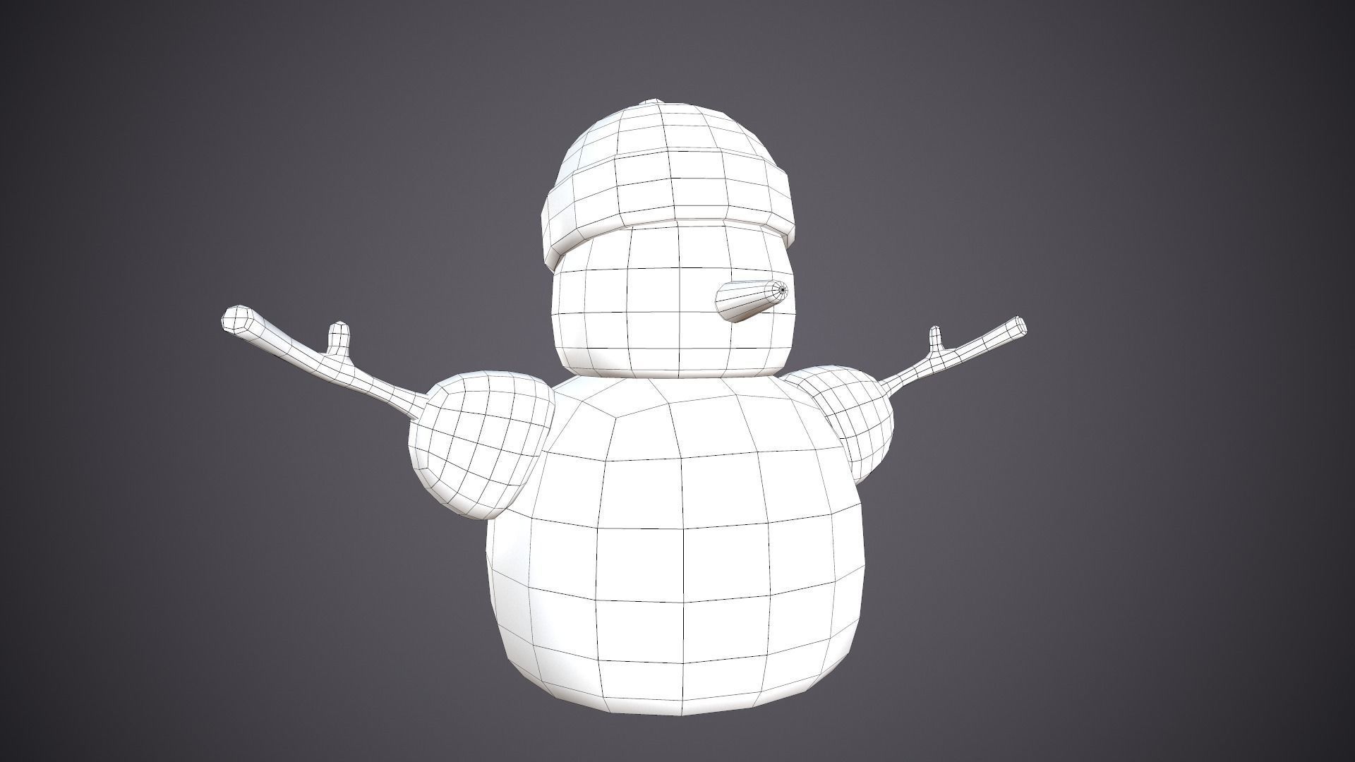 Snowman Stylized Cute Low-poly 3D model_7
