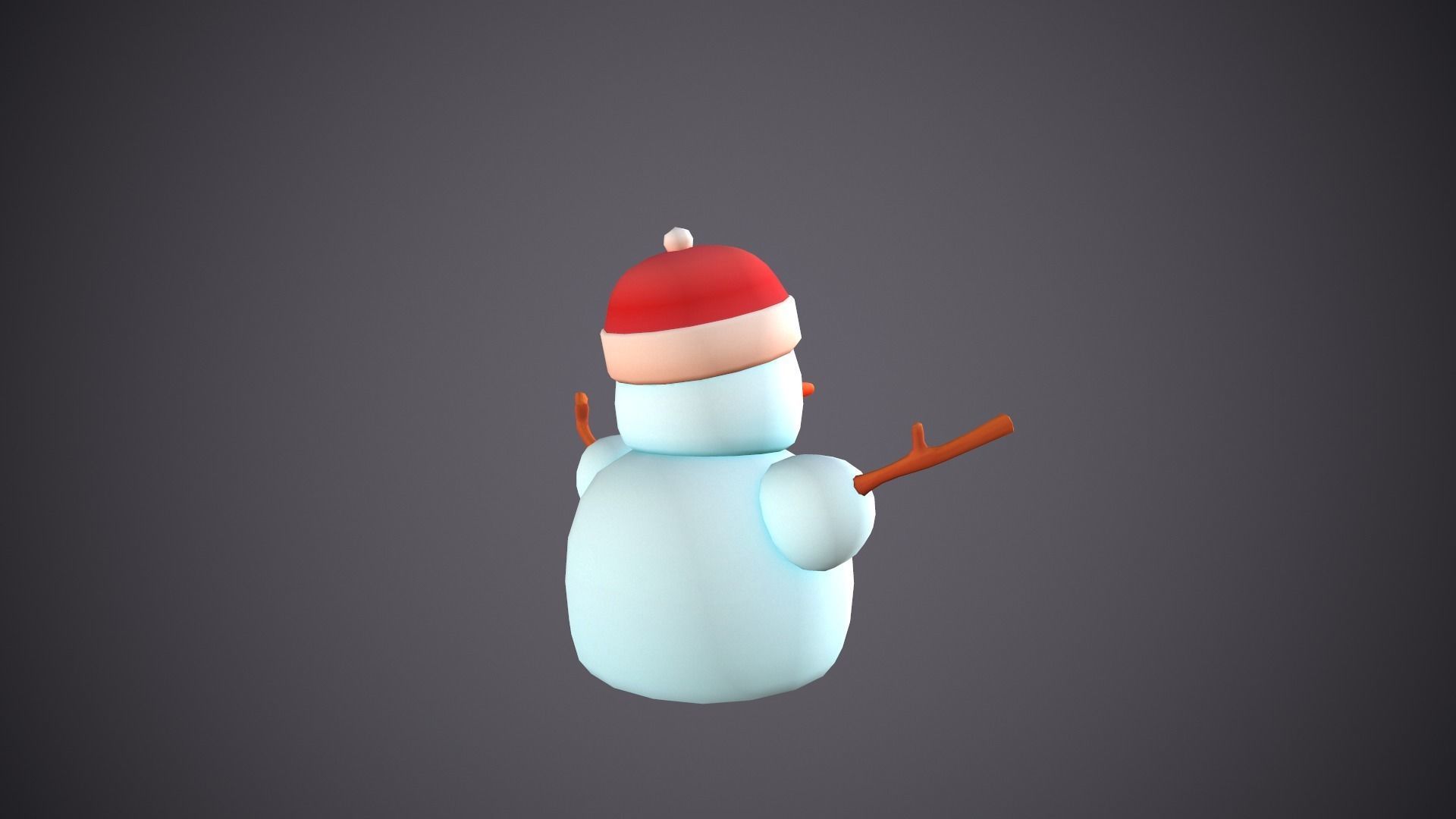 Snowman Stylized Cute Low-poly 3D model_8