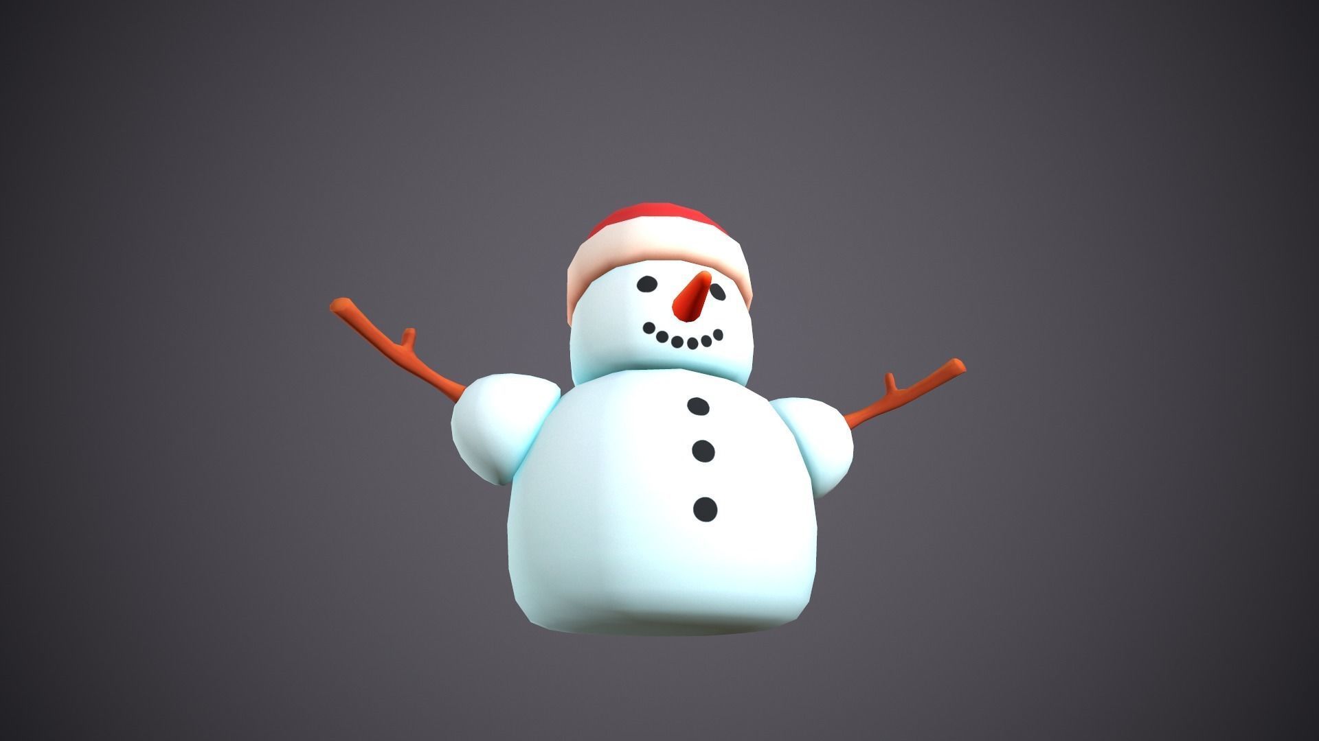 Snowman Stylized Cute Low-poly 3D model_3