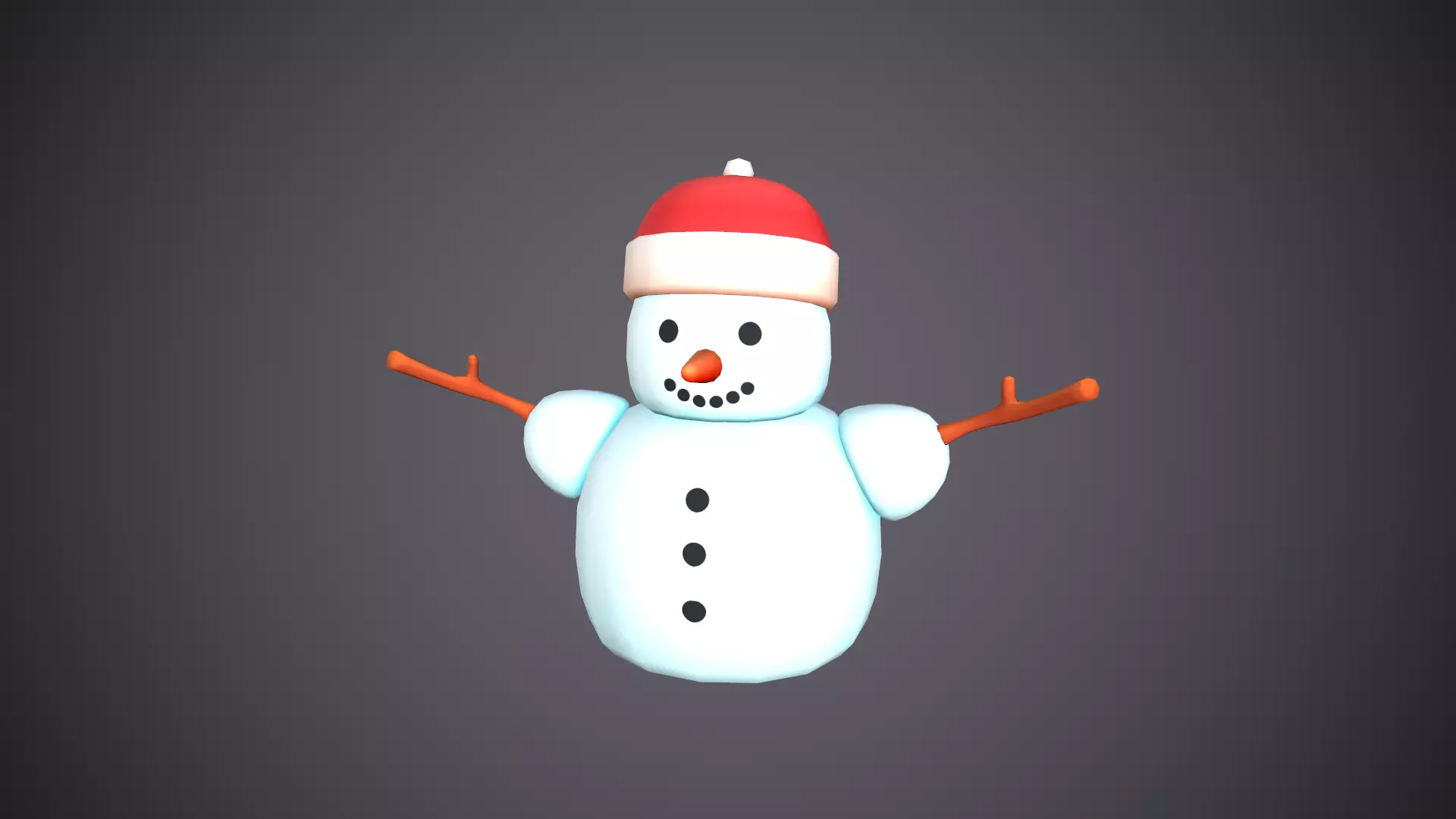 Snowman Stylized Cute Low-poly 3D model_0