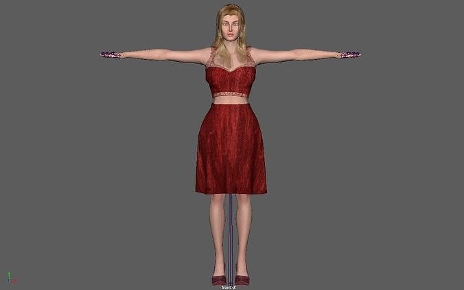 Cute Bimbo Female Character 3D model
