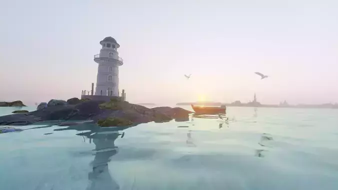 3D Lighthouse Portside Low-poly 3D model