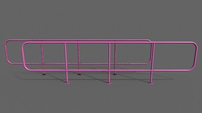 PBR Pedestrian Guard Rail Pink V5 Low-poly 3D model