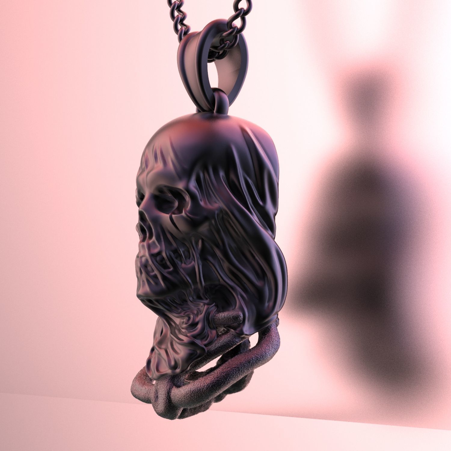 veil scull pendant 3D print model_1