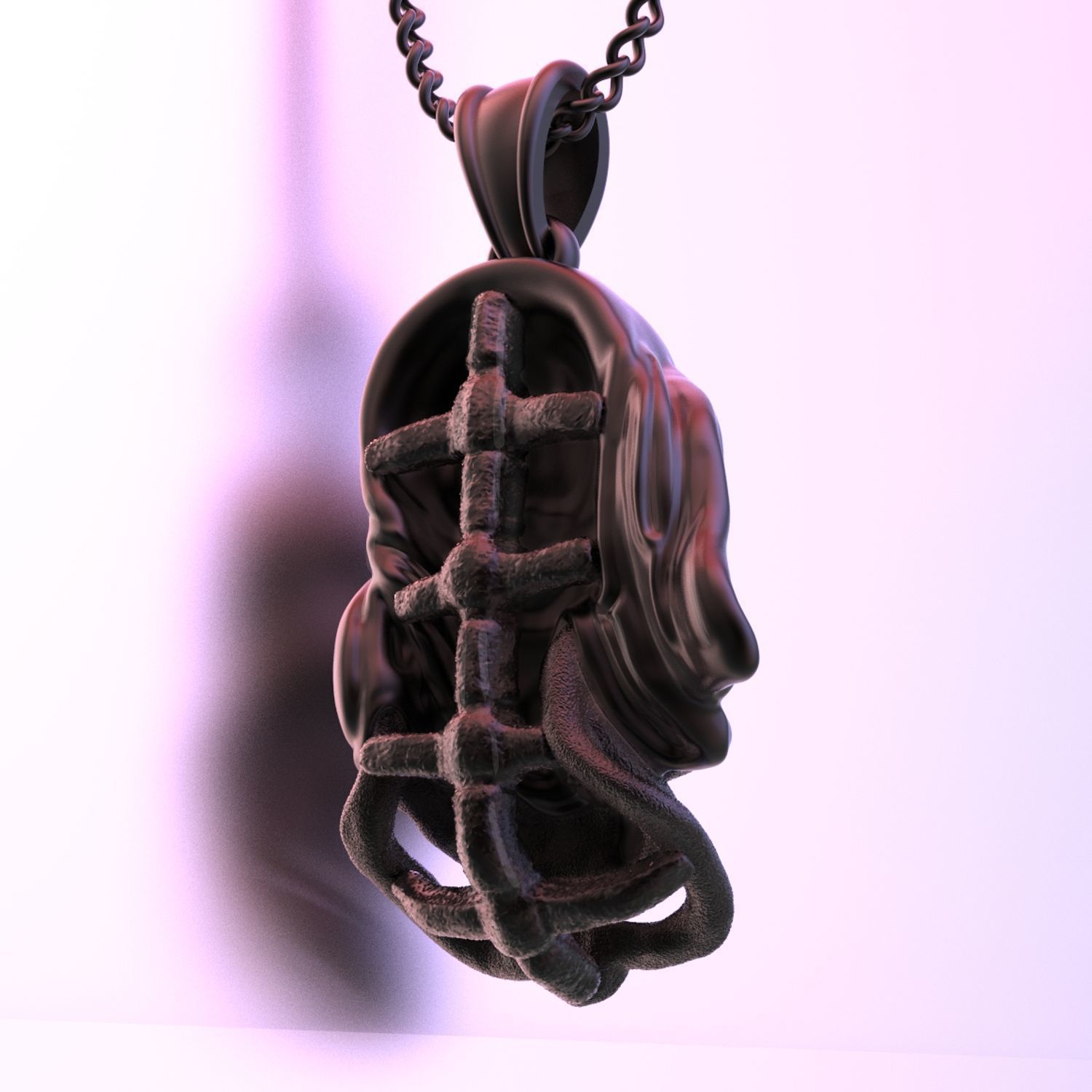 veil scull pendant 3D print model_2
