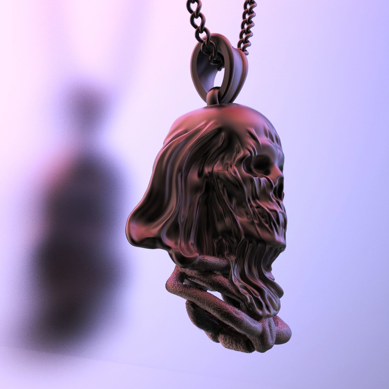 veil scull pendant 3D print model_3