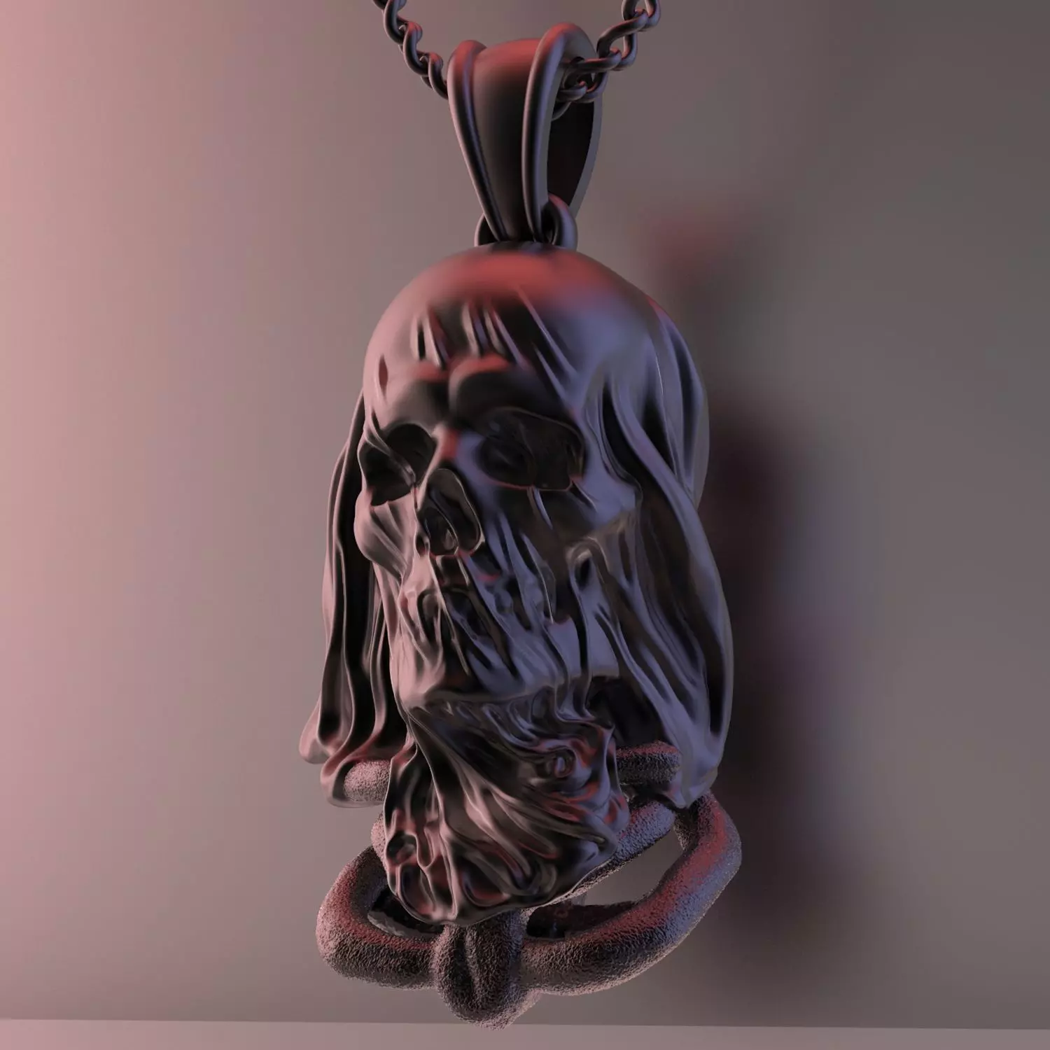 veil scull pendant 3D print model_0