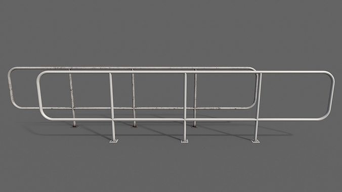 PBR Pedestrian Guard Rail White V5 Low-poly 3D model