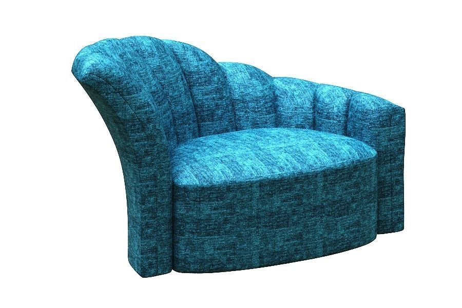 Armchair upholstered chair Low-poly 3D model_1