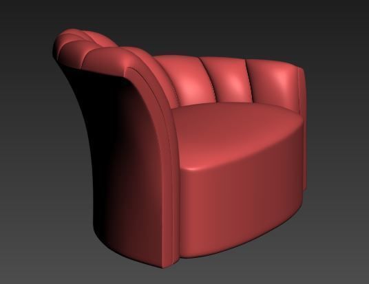 Armchair upholstered chair Low-poly 3D model_7