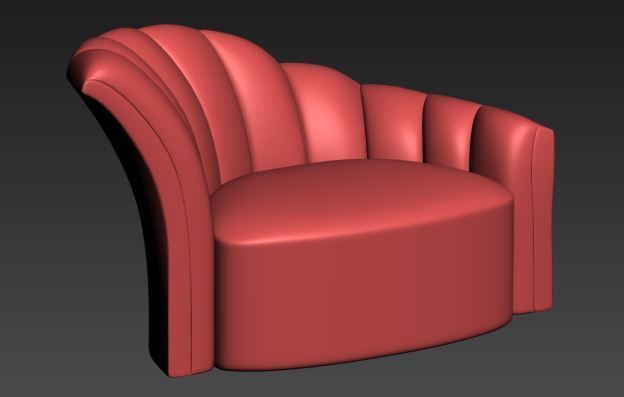 Armchair upholstered chair Low-poly 3D model_6