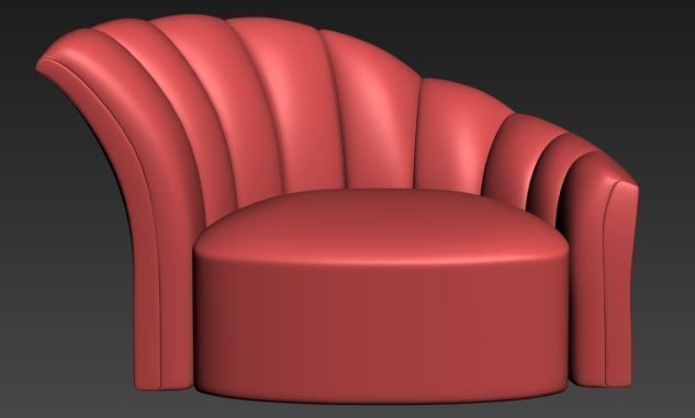 Armchair upholstered chair Low-poly 3D model_5