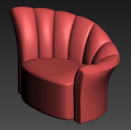 Armchair upholstered chair Low-poly 3D model_9