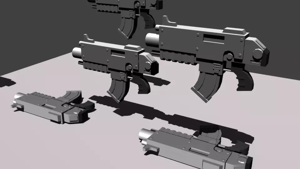 Warhammer 40k Bolter  Low-poly 3D model_0