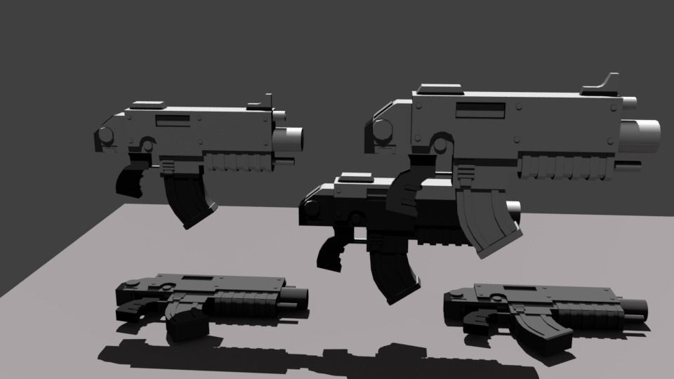 Warhammer 40k Bolter  Low-poly 3D model_1