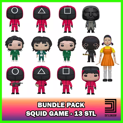 Kit Bundle Pack 13 STL Round 6 Squid Game Netflix Funko Pop 3D 3D print model_0