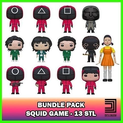 Kit Bundle Pack 13 STL Round 6 Squid Game Netflix Funko Pop 3D  3D print model