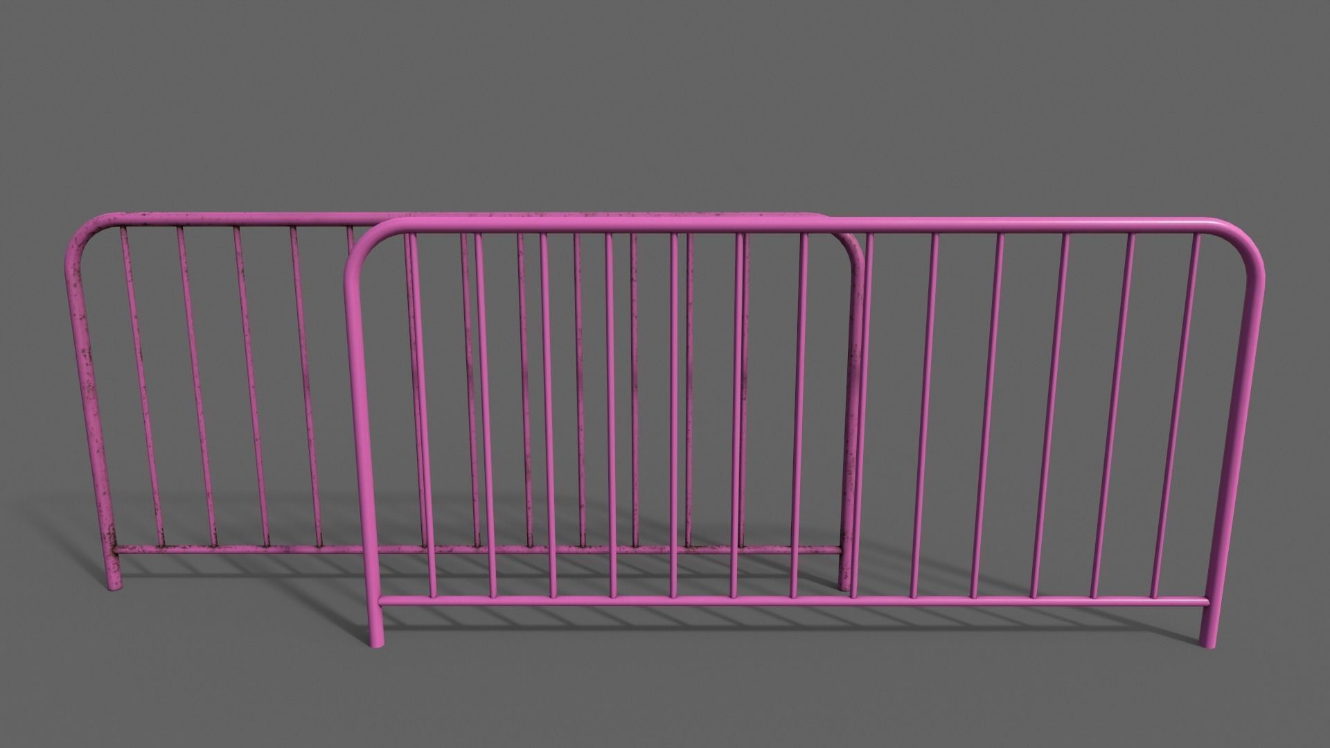PBR Pedestrian Guard Rail V1-Clean-Rusty Low-poly 3D model_7