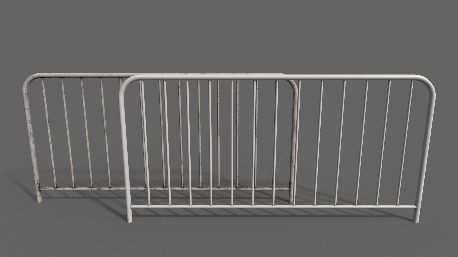 PBR Pedestrian Guard Rail V1-Clean-Rusty Low-poly 3D model_10