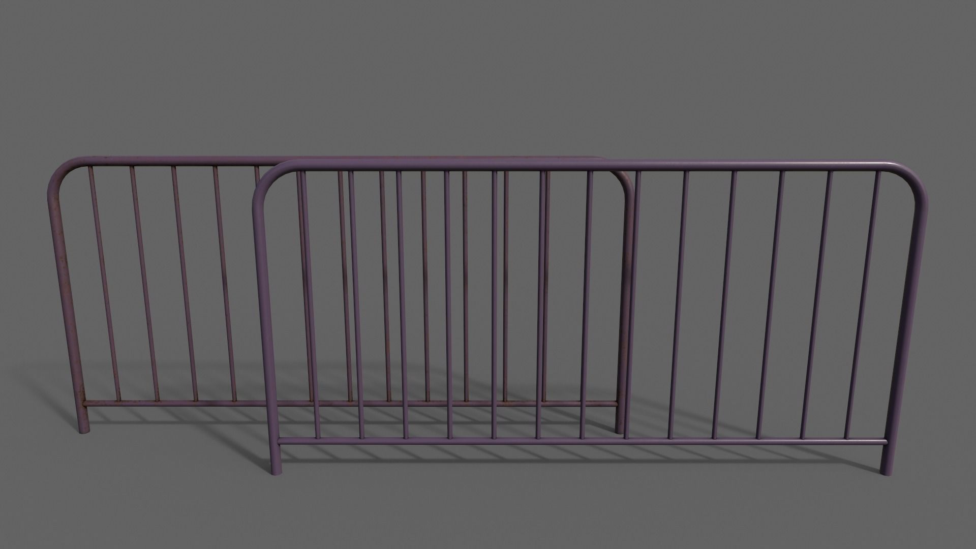 PBR Pedestrian Guard Rail V1-Clean-Rusty Low-poly 3D model_8