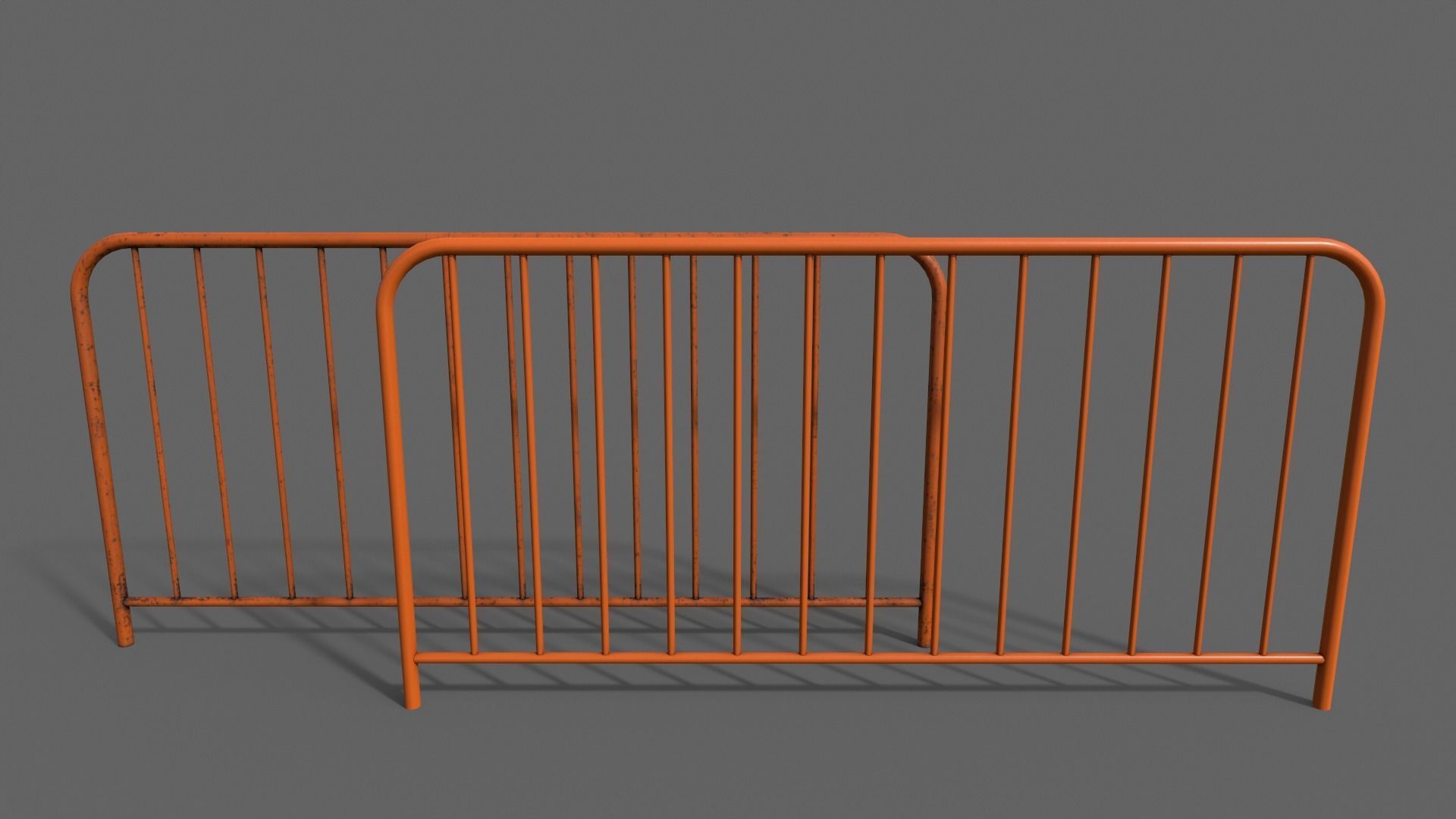 PBR Pedestrian Guard Rail V1-Clean-Rusty Low-poly 3D model_6