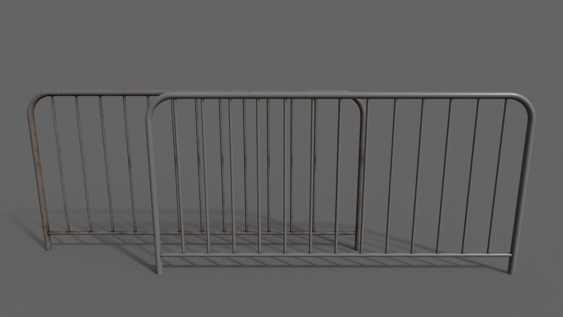 PBR Pedestrian Guard Rail V1-Clean-Rusty Low-poly 3D model_5
