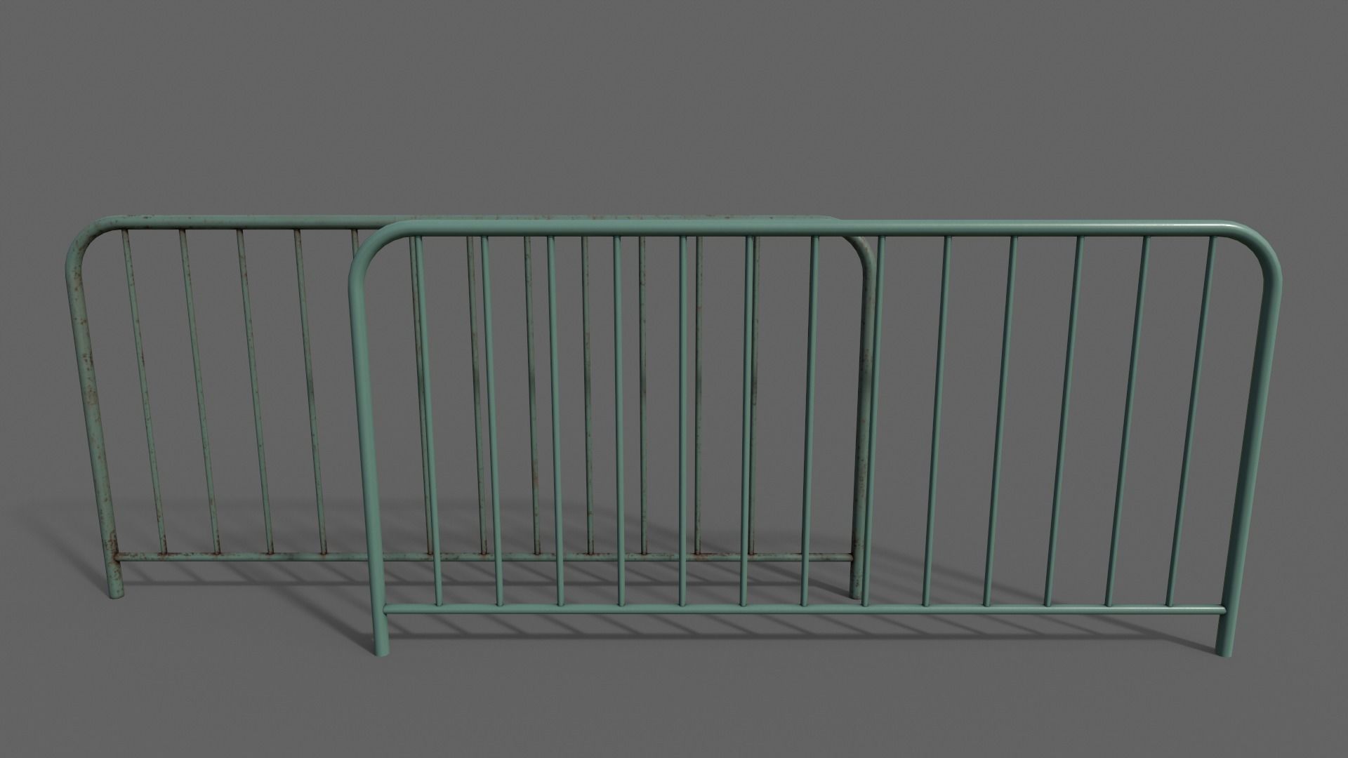 PBR Pedestrian Guard Rail V1-Clean-Rusty Low-poly 3D model_4