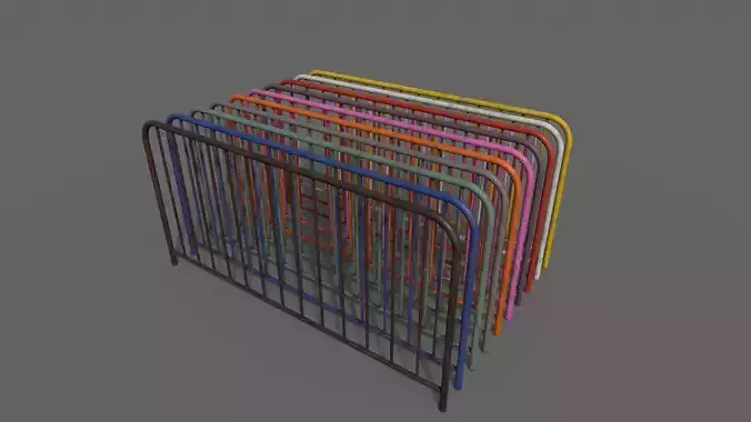 PBR Pedestrian Guard Rail V1-Clean-Rusty Low-poly 3D model
