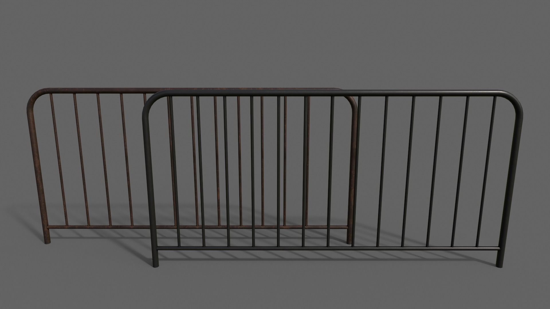 PBR Pedestrian Guard Rail V1-Clean-Rusty Low-poly 3D model_2