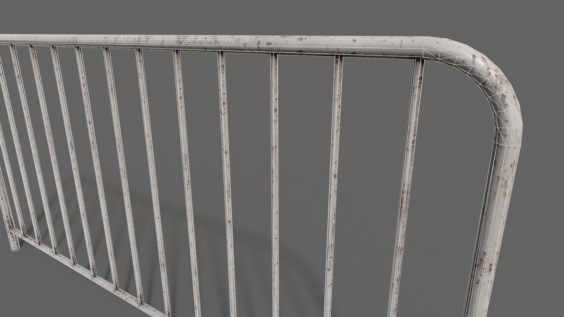 PBR Pedestrian Guard Rail V1-Clean-Rusty Low-poly 3D model_29