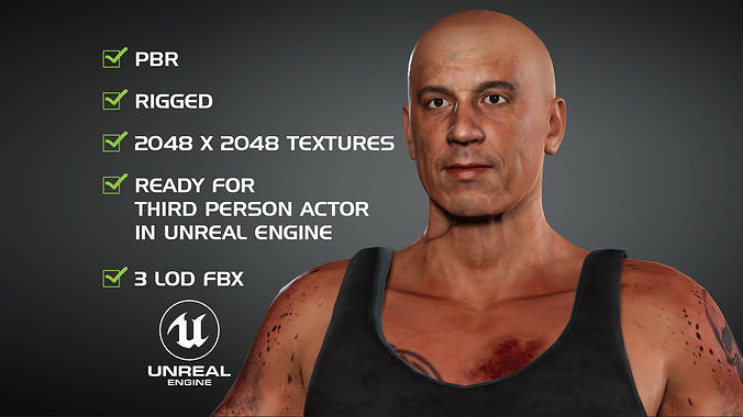 Vin Diesel - Game ready PBR 3d Model Low-poly 3D model